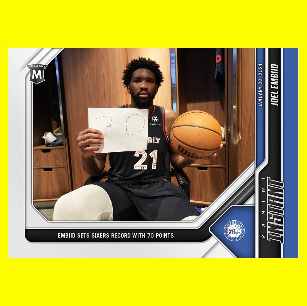 2023-24 Panini Instant Joel Embiid RECORD 70 POINTS SP 76ers #266 (MILESTONE) 🔥