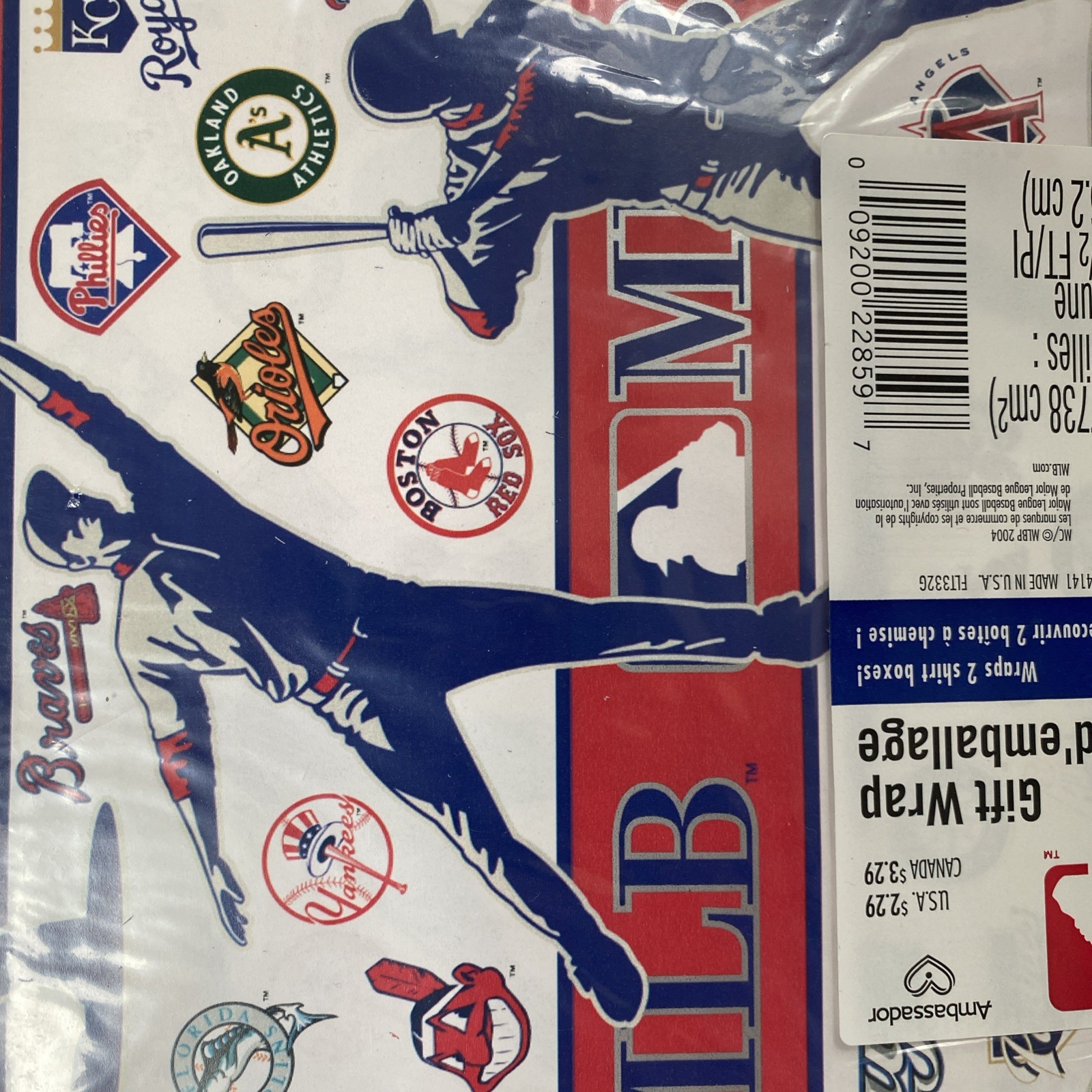Vintage 2004 MLB All Teams Wrapping Paper Gift Wrap Birthday Holiday Rare