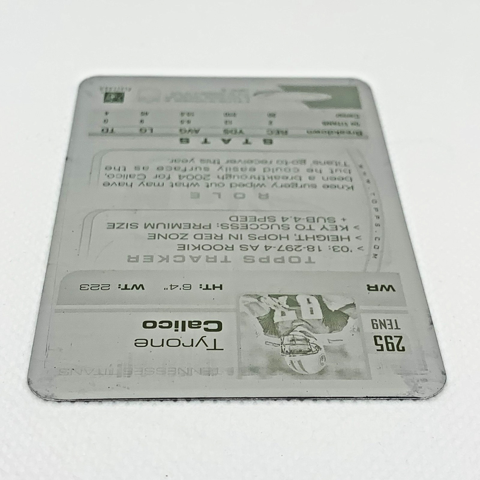Tyrone Calico Printing Plate 2005 Topps Total Football Black SSP 1/1 #295