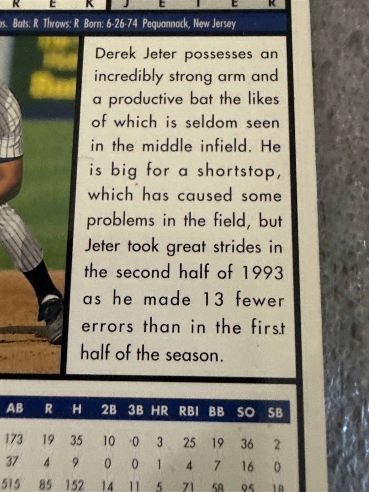 1994 Upper Deck Top Prospects #550 Derek Jeter Rookie RC HOF New York Yankees