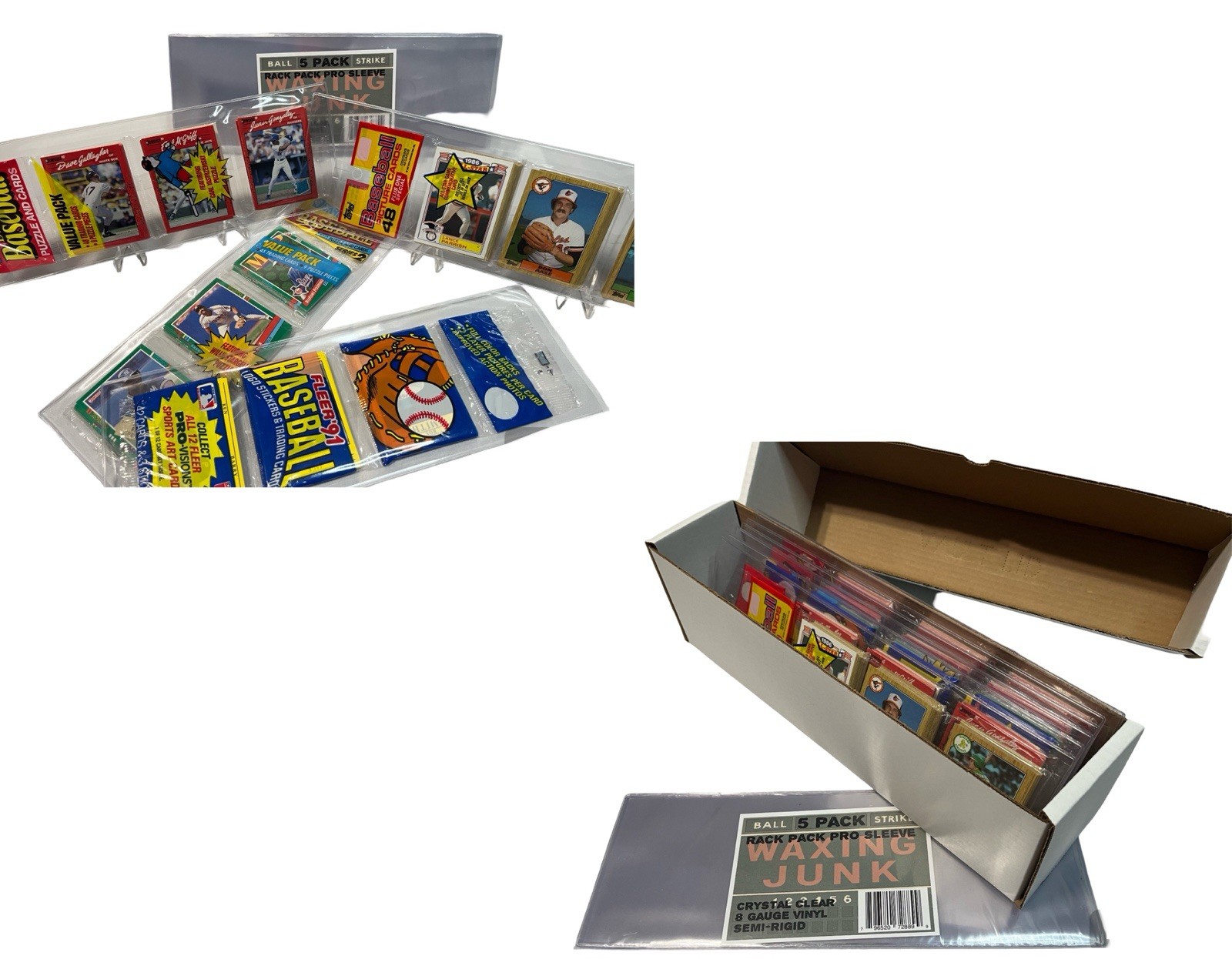 5 pack Crystal Clear Vinyl Rack Pack Protector Sleeves Baseball/Football Topps