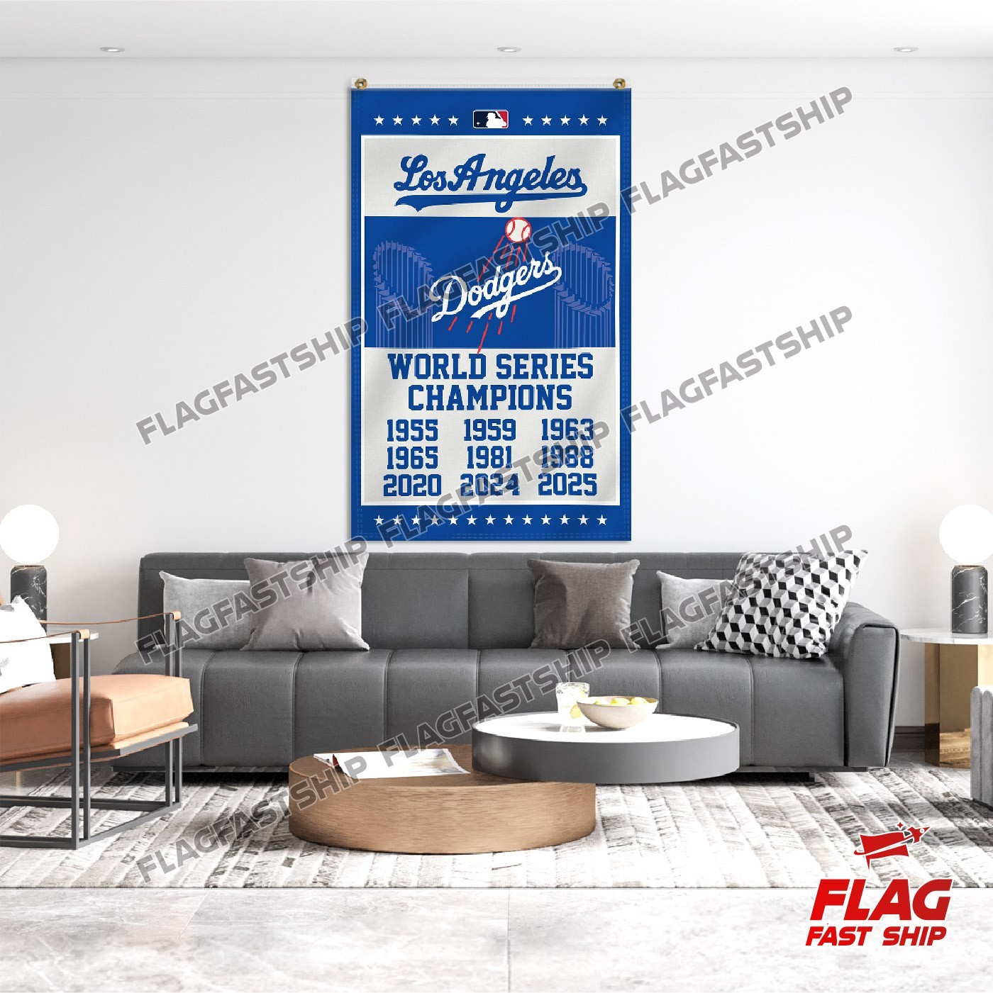 Los Angeles Dodgers Premium 3×5 ft Flag LA MLB Baseball World Series Banner