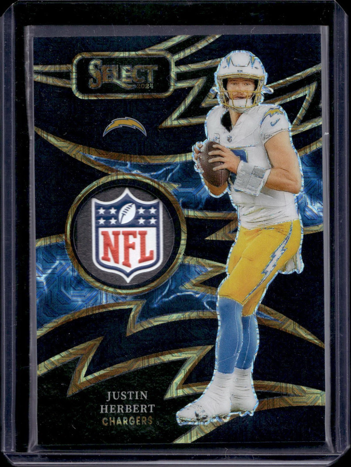 2024 Panini Select Justin Herbert Sparks Black Laundry NFL Shield 1/1 Chargers