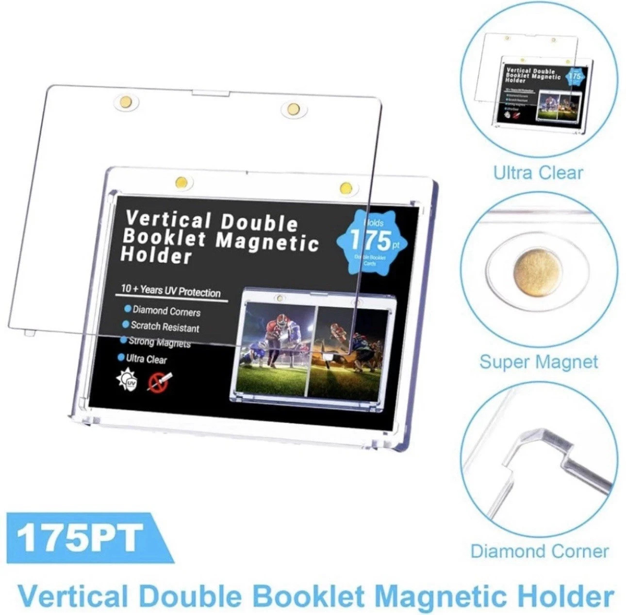 Vertical Booklet ONE-TOUCH 175pt Magnetic Card Holder 84128-UV 2 PACK!