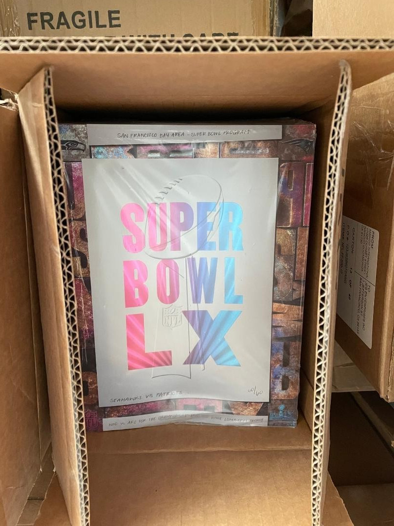 Box of 20 NFL SB 60 LX Seahawks vs Patriots Holographic Stadium Programs Sealed