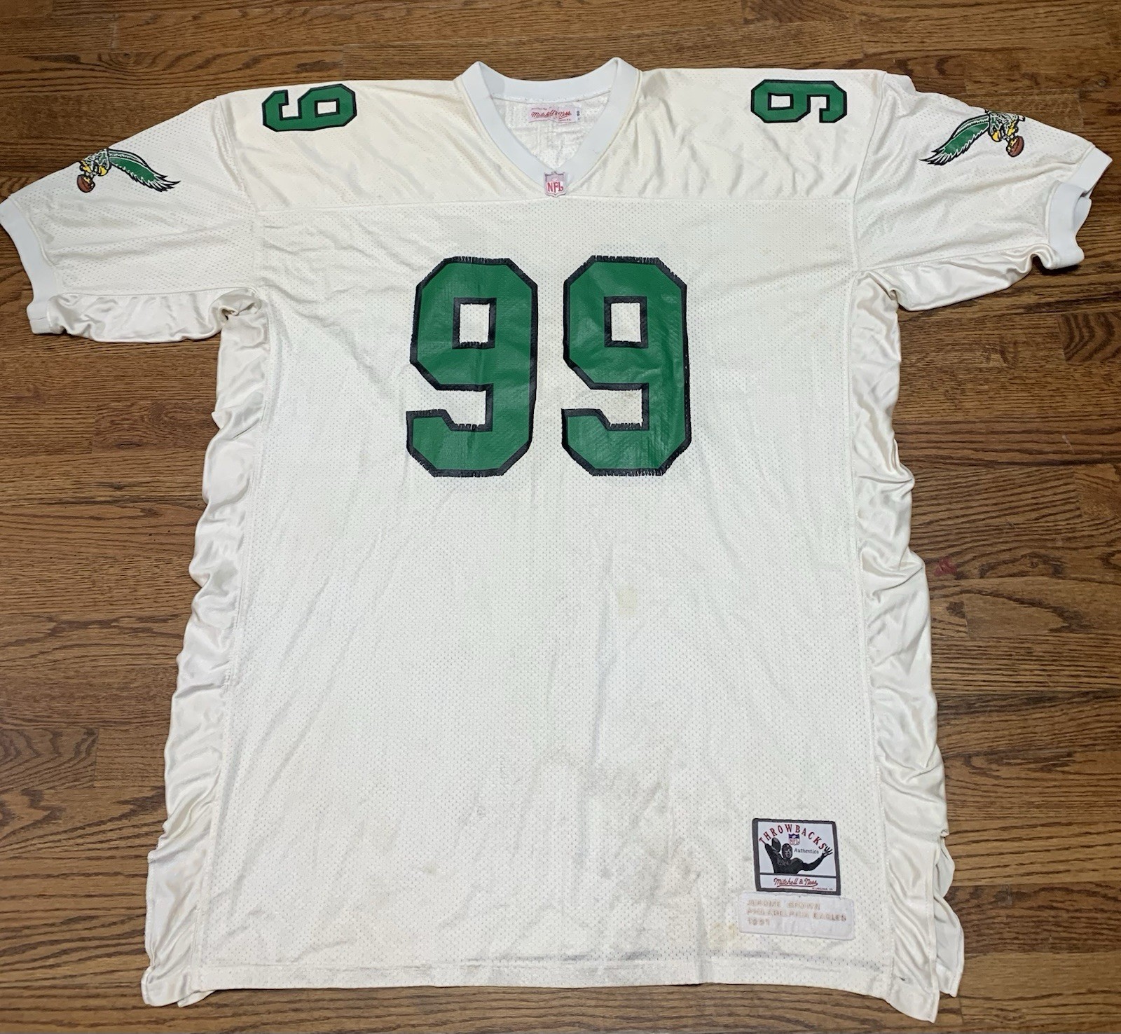 Vintage Jerome Brown #99 Eagles Mitchell & Ness 1991 Throwback Jersey Sz 60