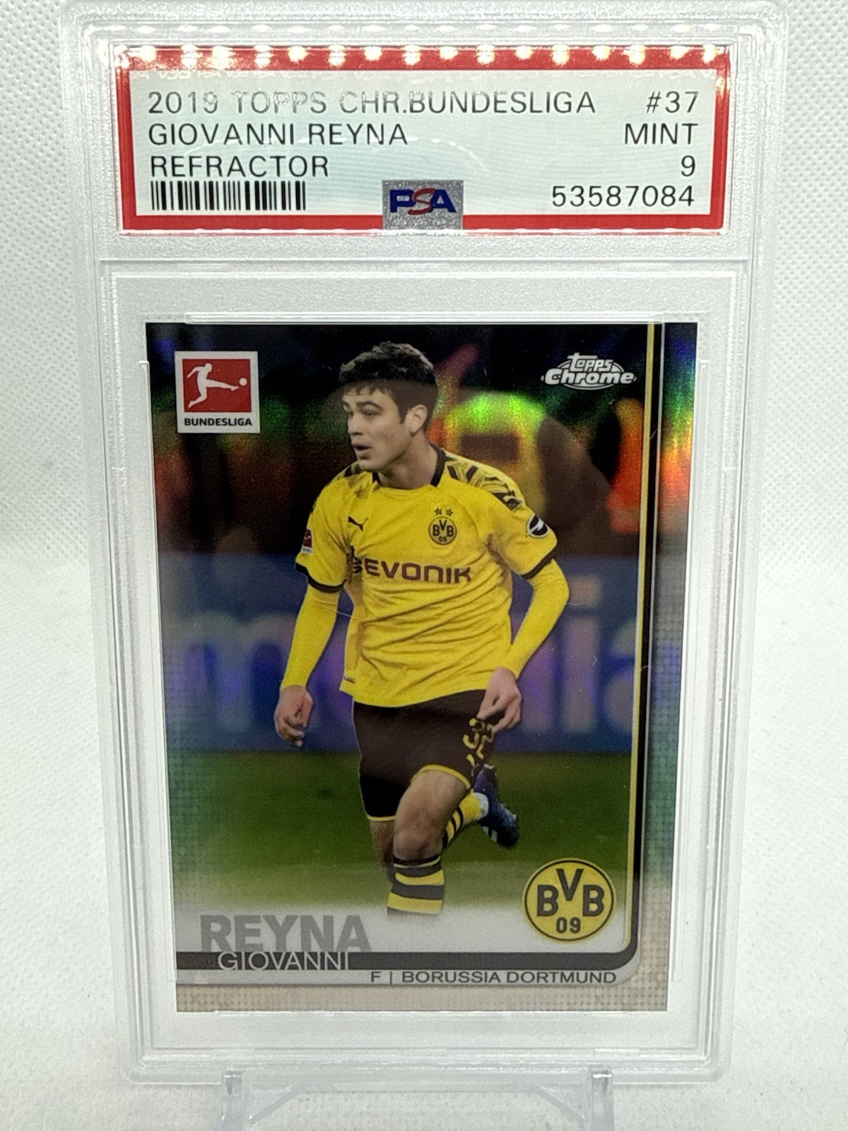 2019-20 Topps Chrome Bundesliga Giovanni Reyna #37 Refractor Rookie (RC) PSA 9