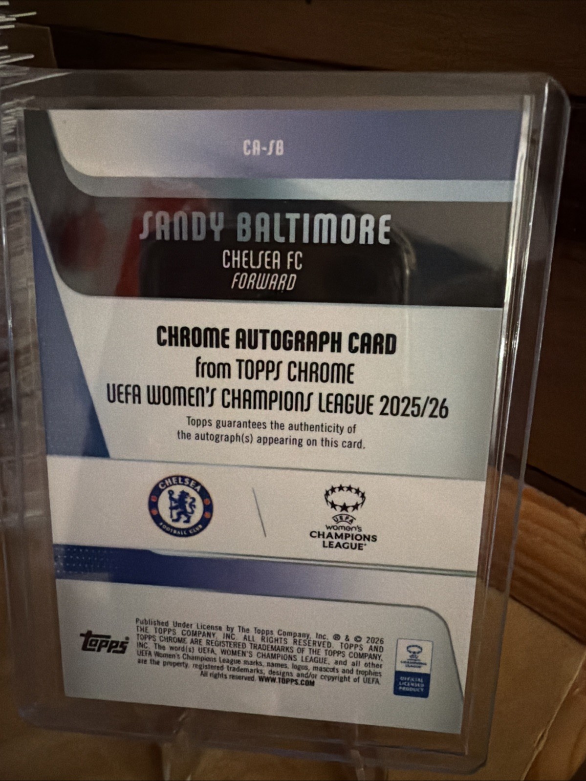 Sandy Baltimore 2025-26 Topps Chrome UEFA Women’s Champ League Blue /150 Auto
