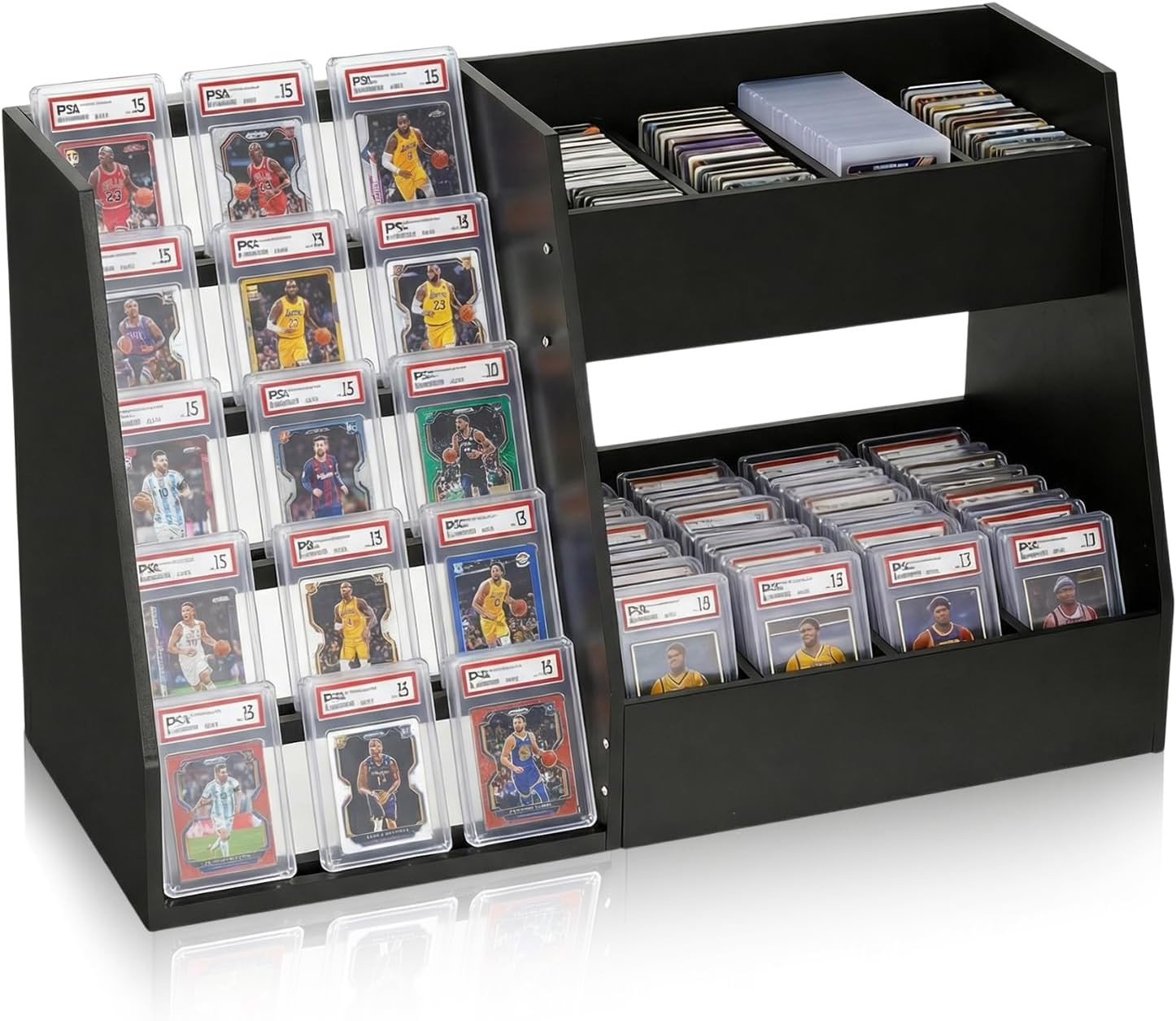 5-Tier Wooden Trading Card Display Stand for 200+ Graded Slabs