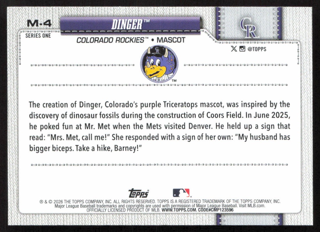 2026 Topps – Mascots #M-4 Dinger
