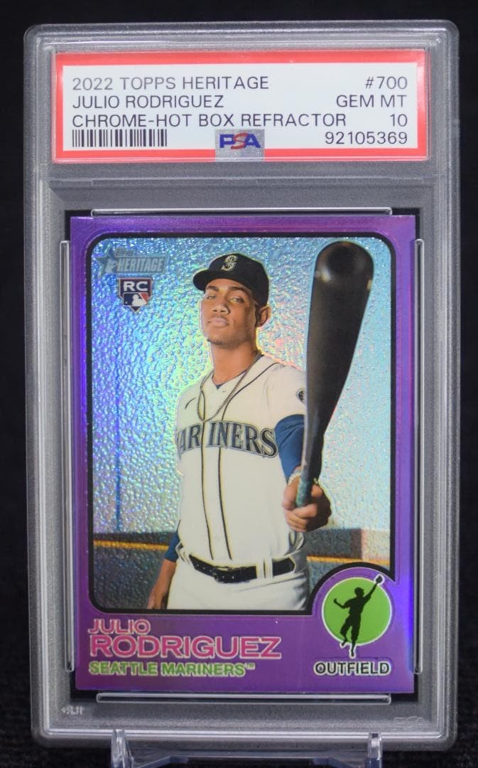 2022 Topps Heritage Julio Rodriguez Rookie Card Seattle Mariners PSA10 Chrome H