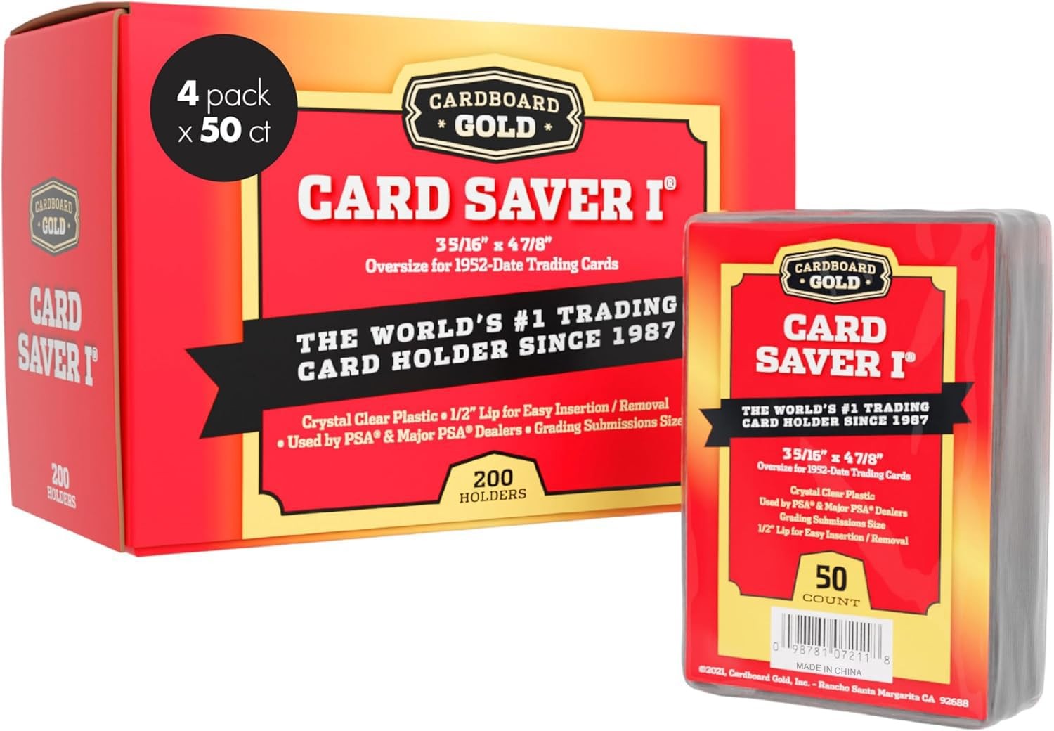 Cardboard Gold Card Saver 1-200Count Semi Rigid Card Holder, Trading Card Pro