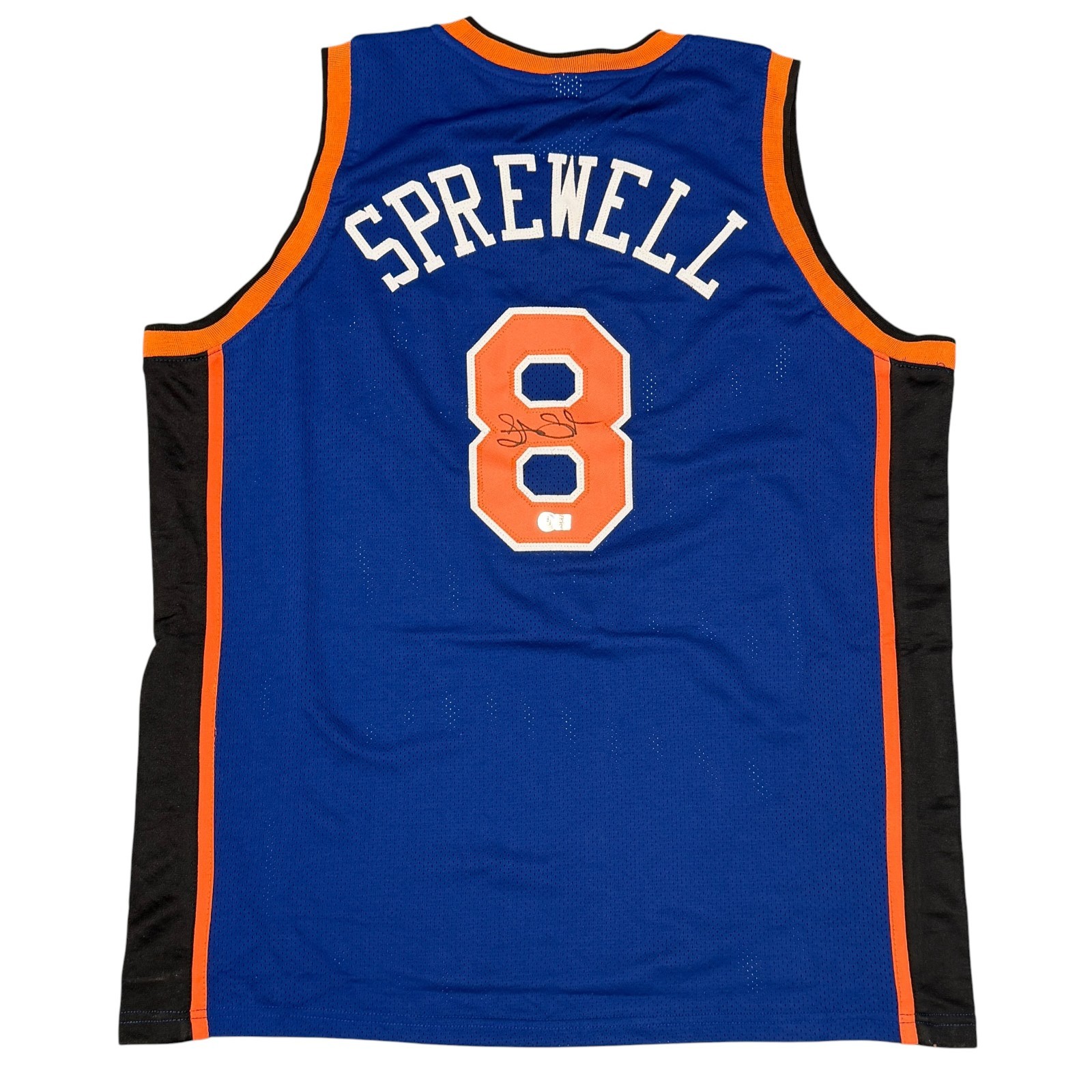 Latrell Sprewell Signed New York Knicks Custom Jersey Beckett Witness BAS COA
