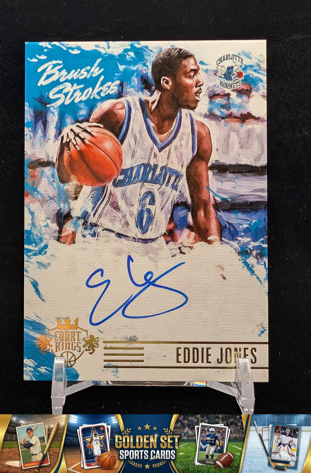 2015-16 Panini Court Kings #BS-EJ Eddie Jones Brush Strokes On Card Auto #/199