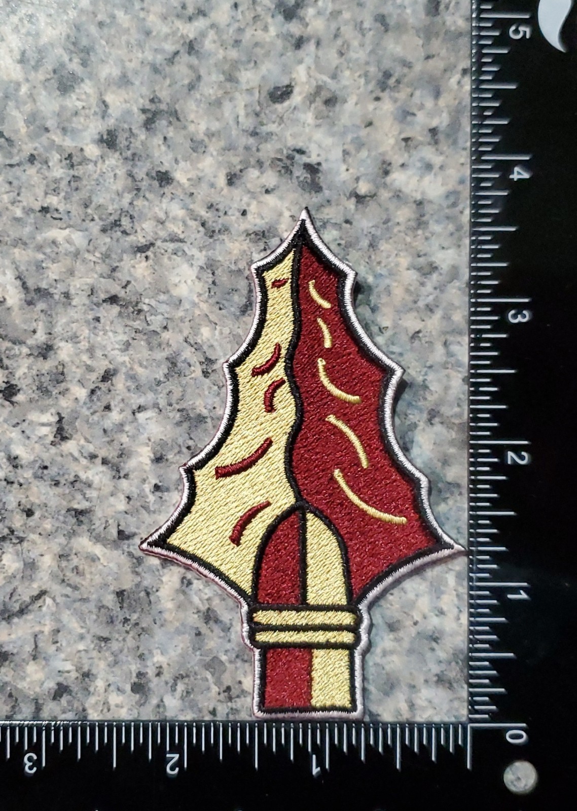 Classic Retro FSU Spear Head Patch. Seminoles. Embroidered. Iron On. 4″