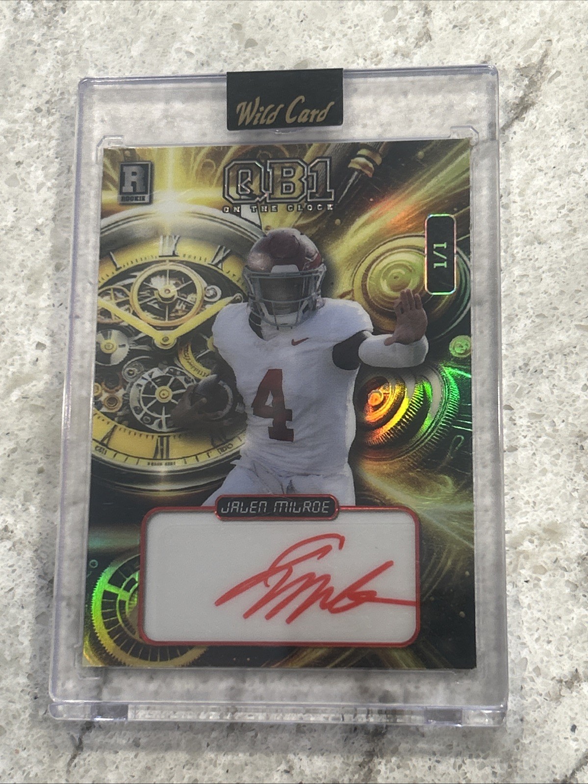 🔥Jalen Milroe 1/1 AUTO RC🔥 , 2024 QB1 On The Clock Wild Card