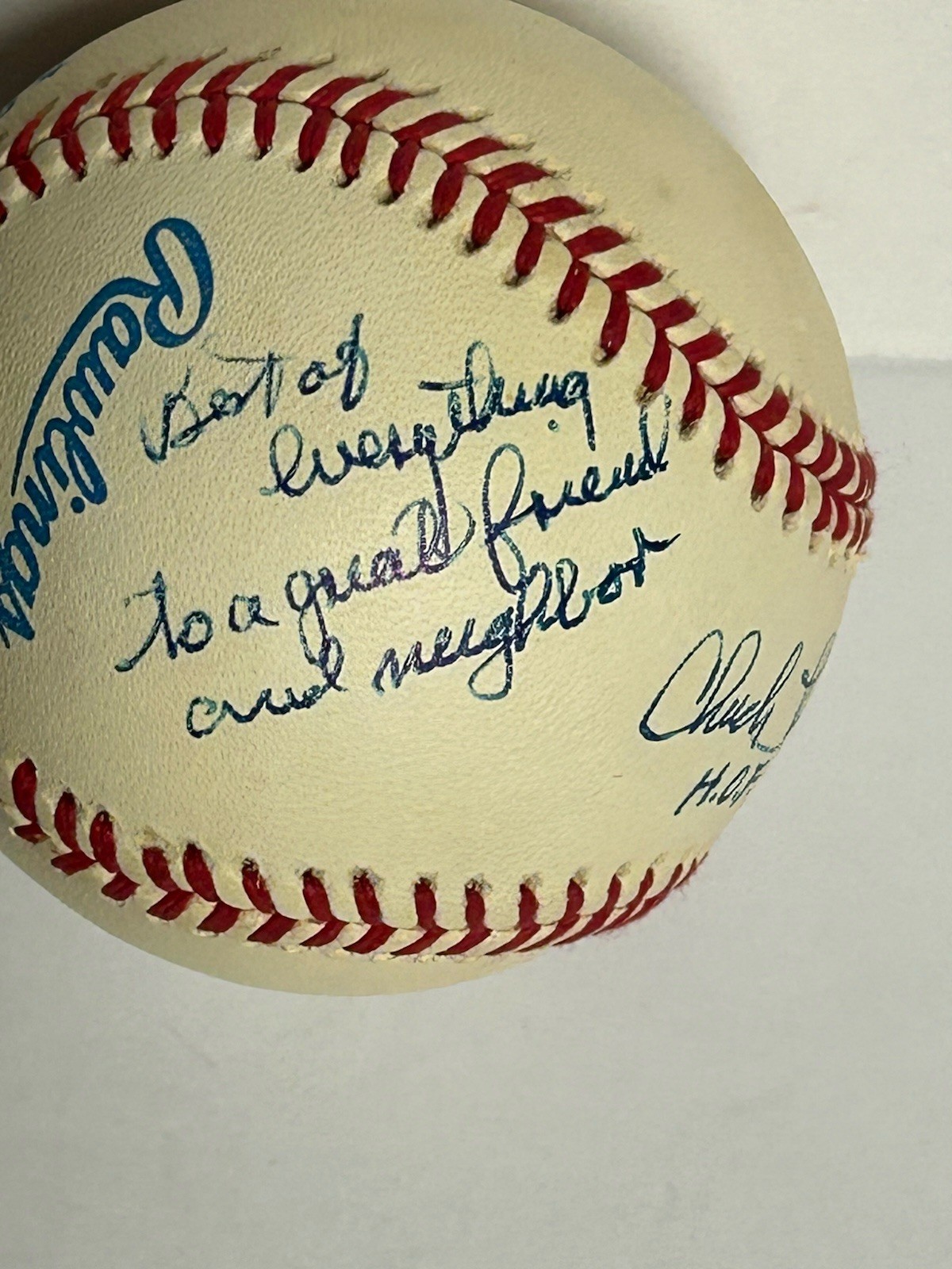 Chuck Thompson Signed Baseball Baltimore Orioles HOF Broadcaster MLB OAL HOF ‘93