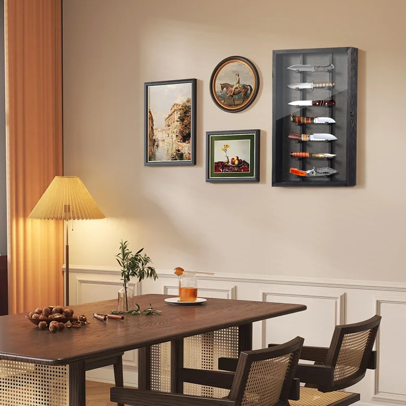Knife Display Case with Lockable Clear Acrylic Door, Wall Mount Wooden Knife …