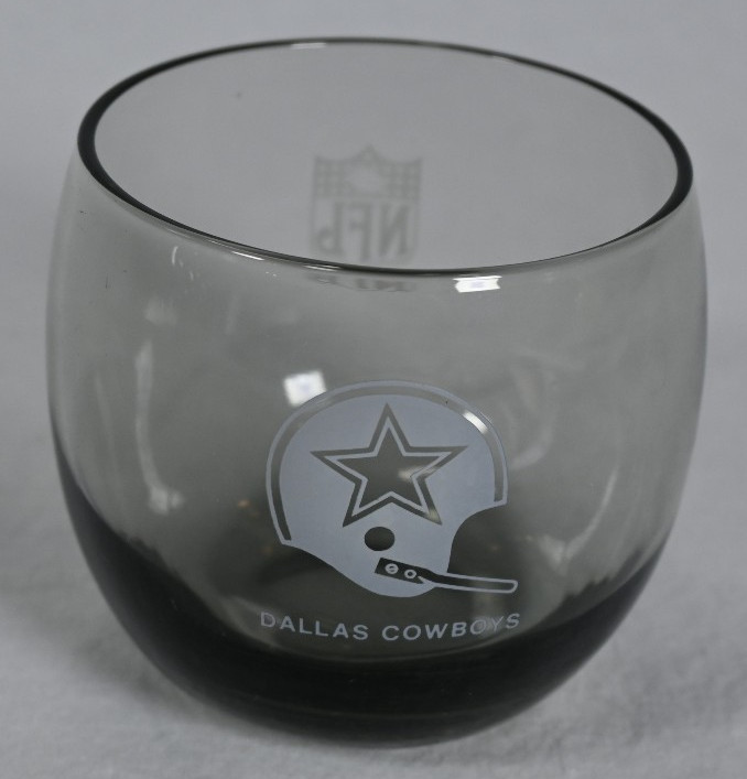 Set of (5) Vintage 1970s Dallas Cowboys Smoke Tint 8oz Rocks Tumblers Glasses