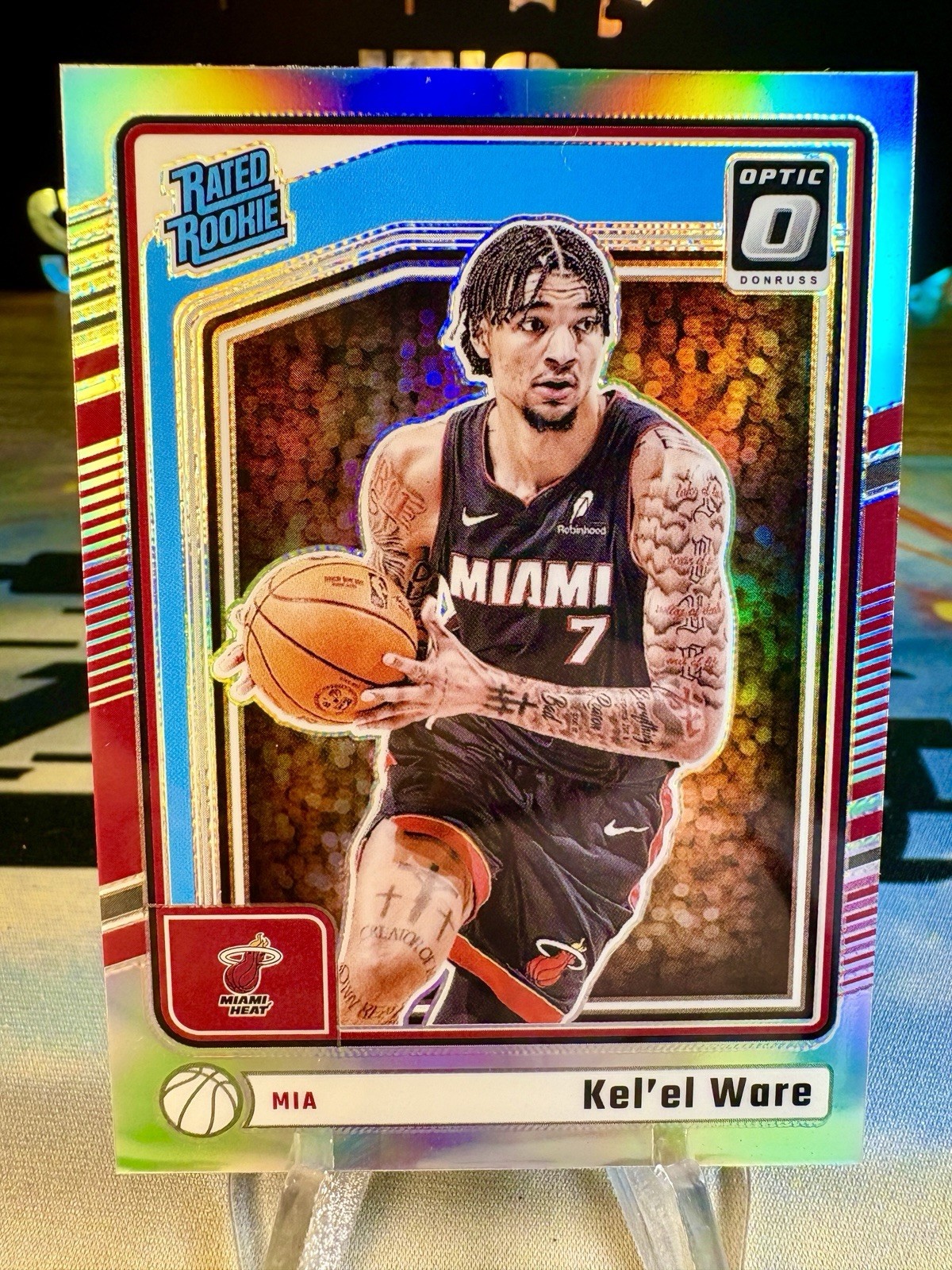 2024-25 Kel’el Ware Panini Donruss Optic Holo Prizm Rated Rookie #280 Miami Heat