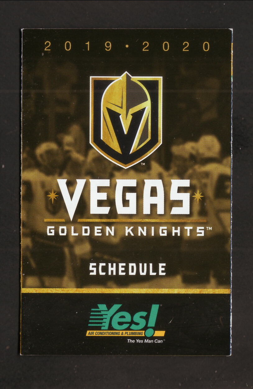 Vegas Golden Knights–2019-20 Pocket Schedule–Yes AC & Plumbing
