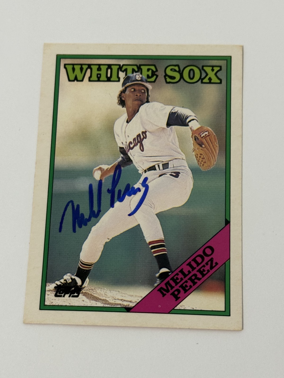1988 Topps Traded Autographed Vintage Melido Perez White Sox Dominican Republic