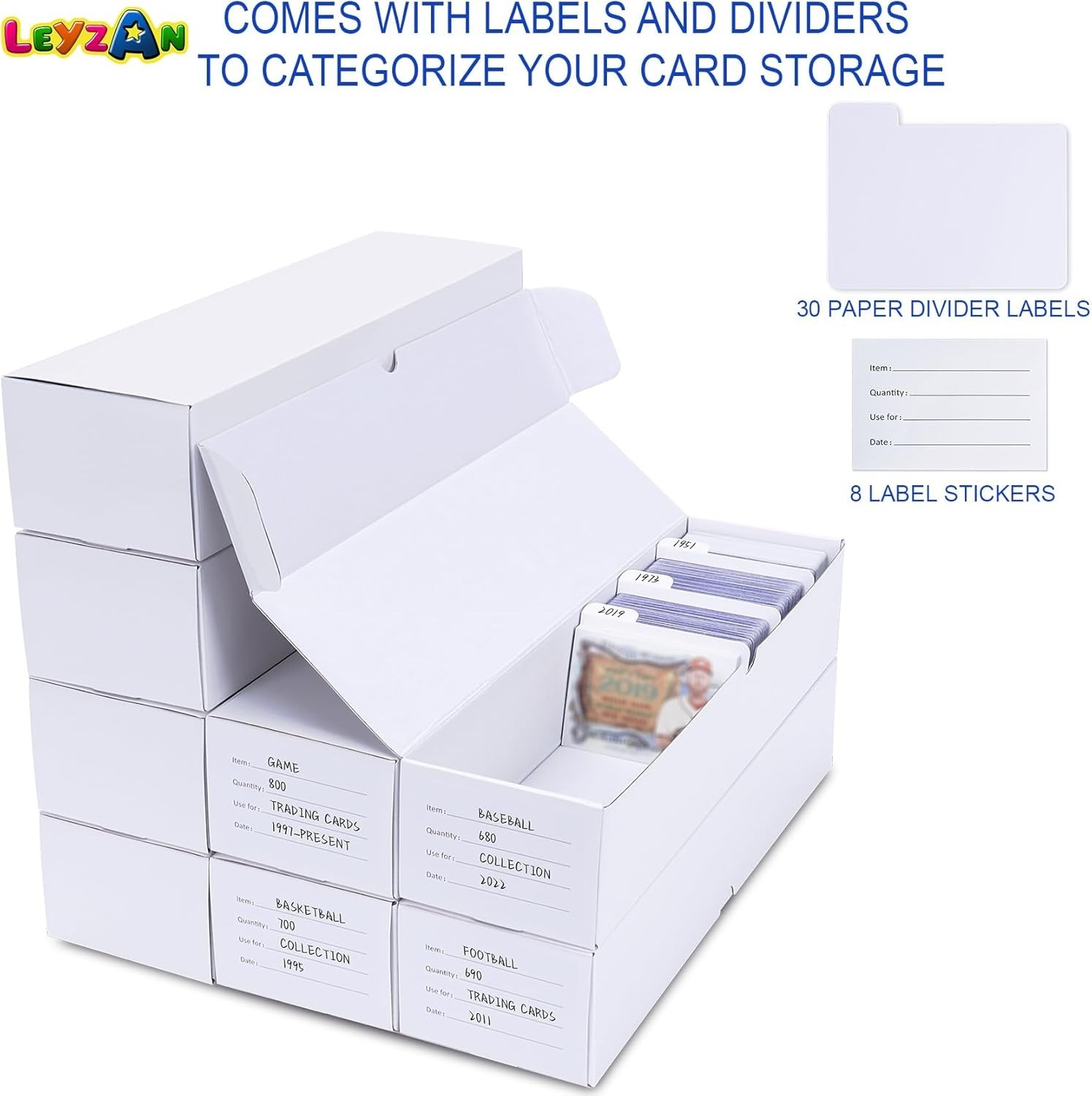 Trading-Card Storage Box, 8-Pack • 1000 Count Corrugated Cardboard Storage Bo…