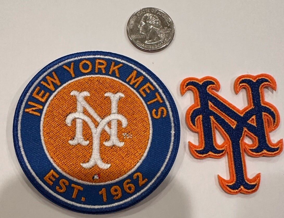 (2)-NEW YORK METS Vintage Style Embroidered Iron On Patches 3″ X 3” & 3”x 1.5”