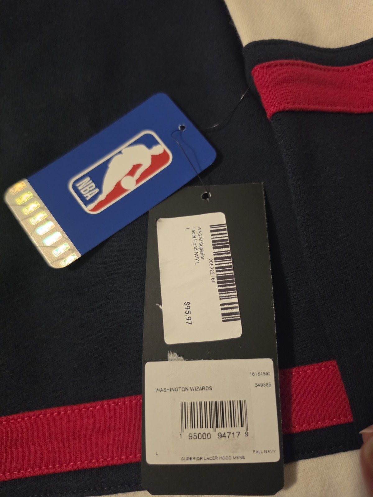 ’47 Brand NBA Washington Wizards Superior Lacer Hoodie Navy Size Large Oversized
