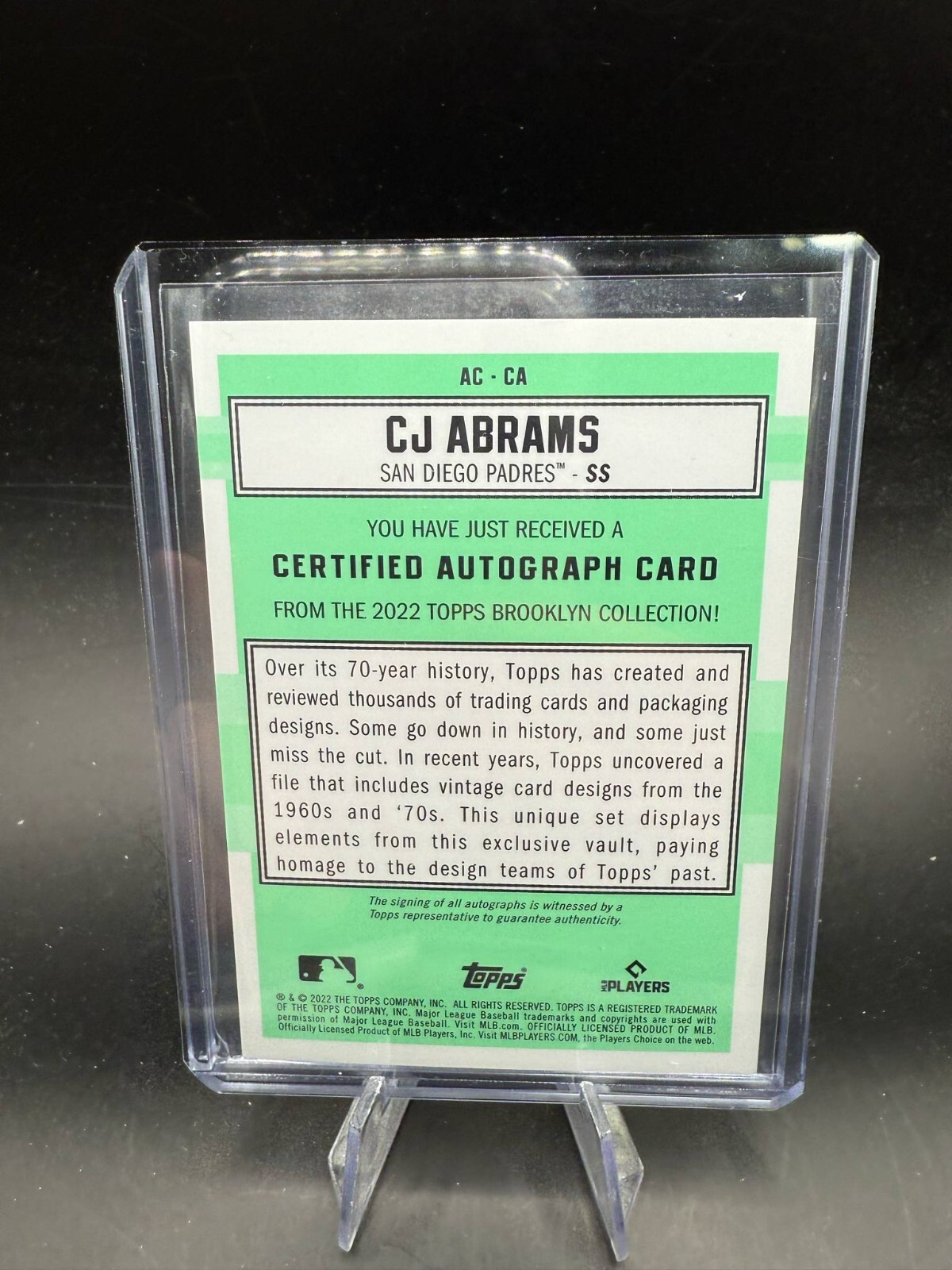 2022 Topps Brooklyn Collection CJ Abrams Auto Gold #/50 #AC-CA Rookie Auto RC SP