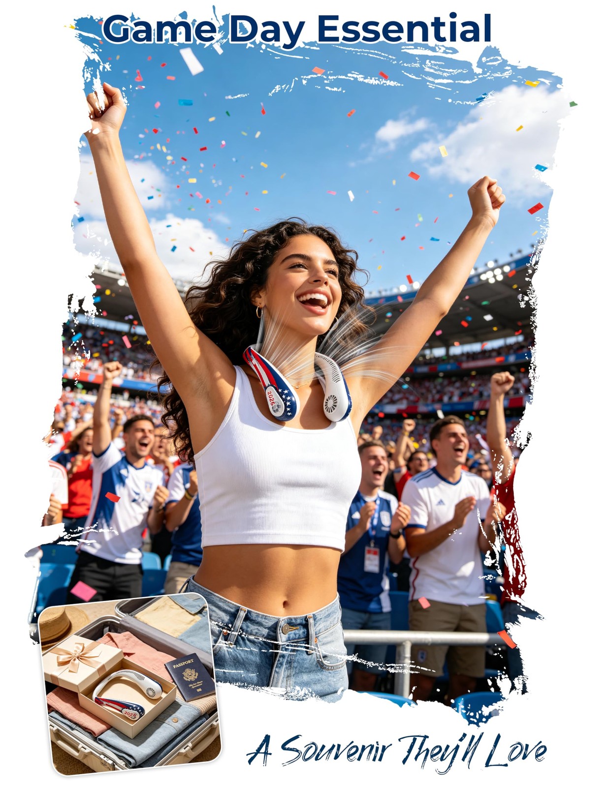 Portable Bladeless Neck Fan, 2026 World 6.54 x 9.29 x 2.95 inches, Soccer