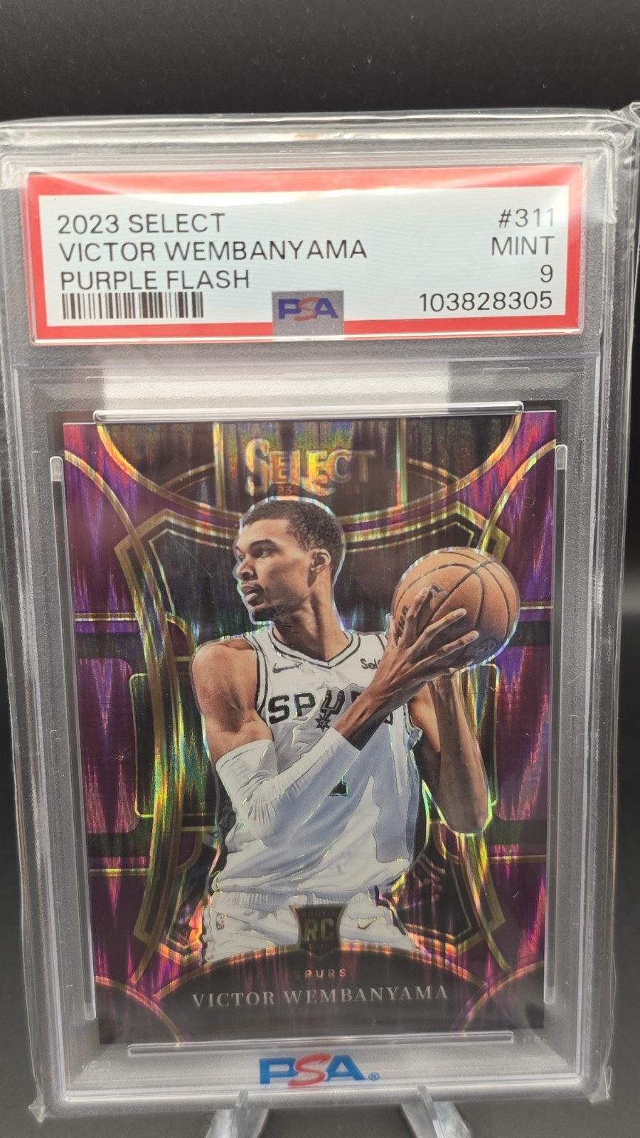 Chase *READ* 2023 Panini Select Victor Wembanyama Purple Flash /175 PSA 9