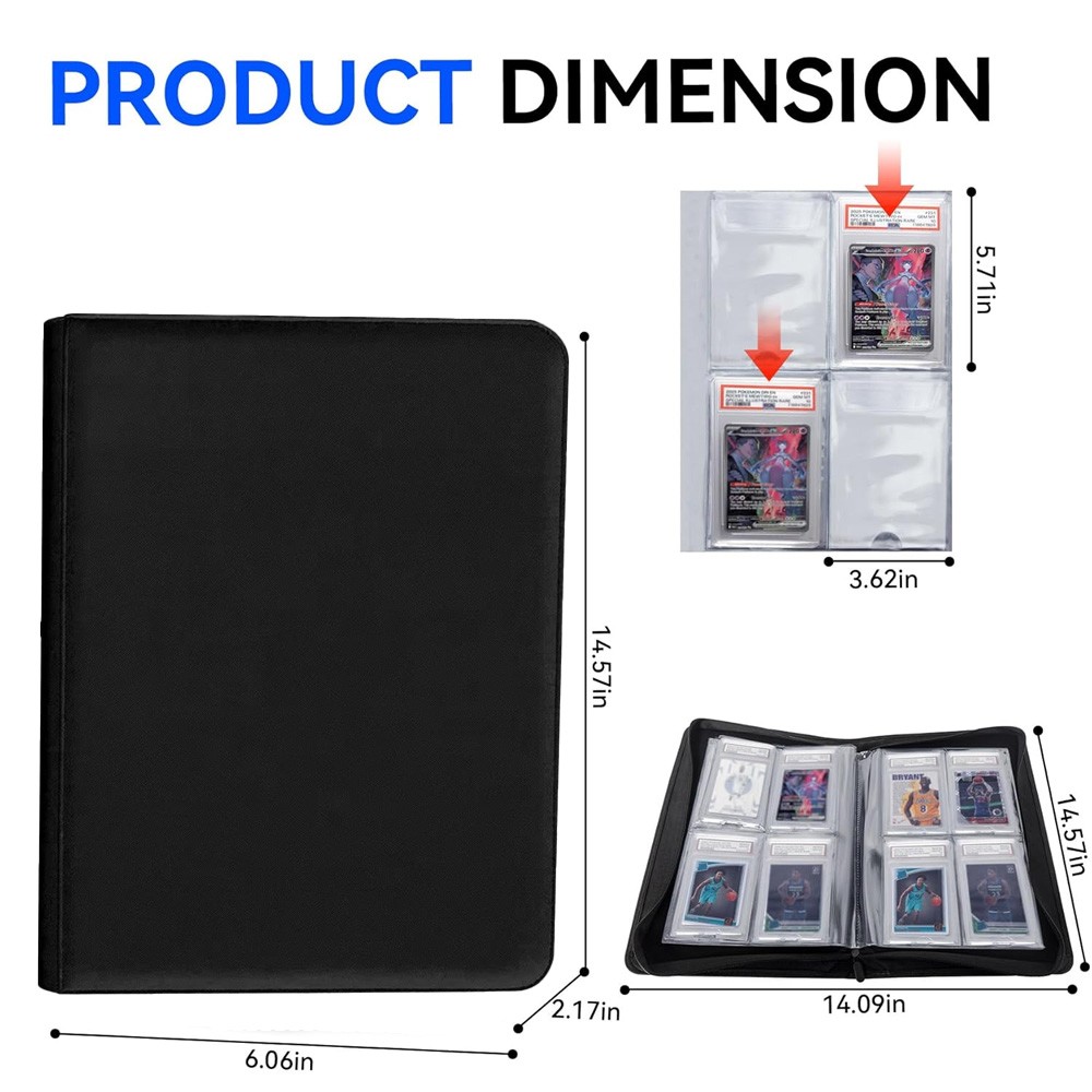 Graded Card Binder, Holds 32 PSA Slabs, 4 Pocket Slab Binder for PSA CGC CSG…