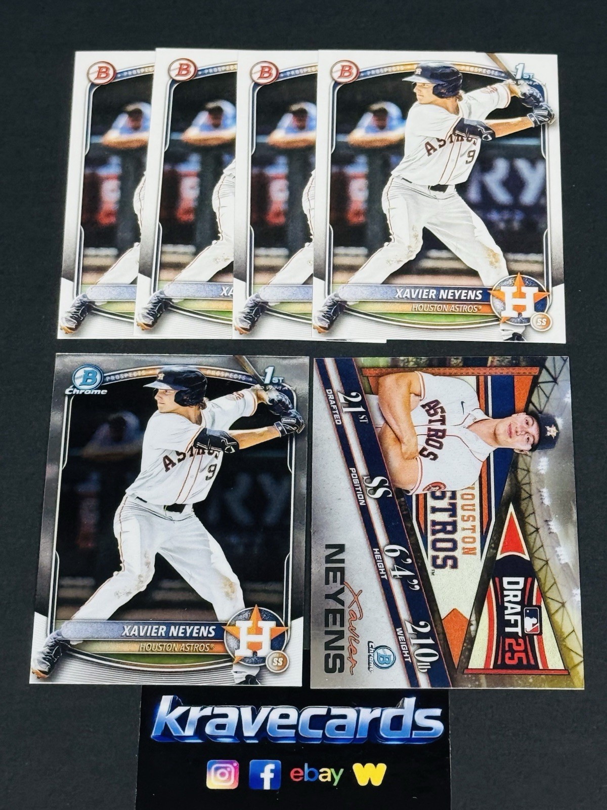 Xavier Neyens 2025 1st Bowman Chrome Draft #BDC-2 Houston Astros Insert Lot Of 6