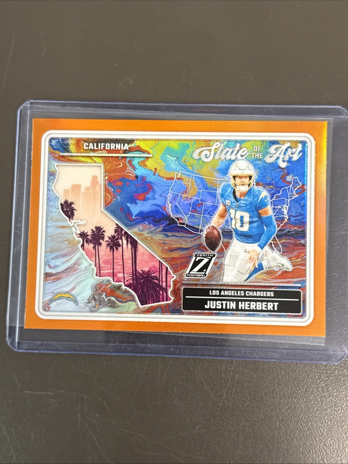 JUSTIN HERBERT 2024 Panini Zenith STATE OF THE ART ORANGE PRIZM Chargers 🏈🔥