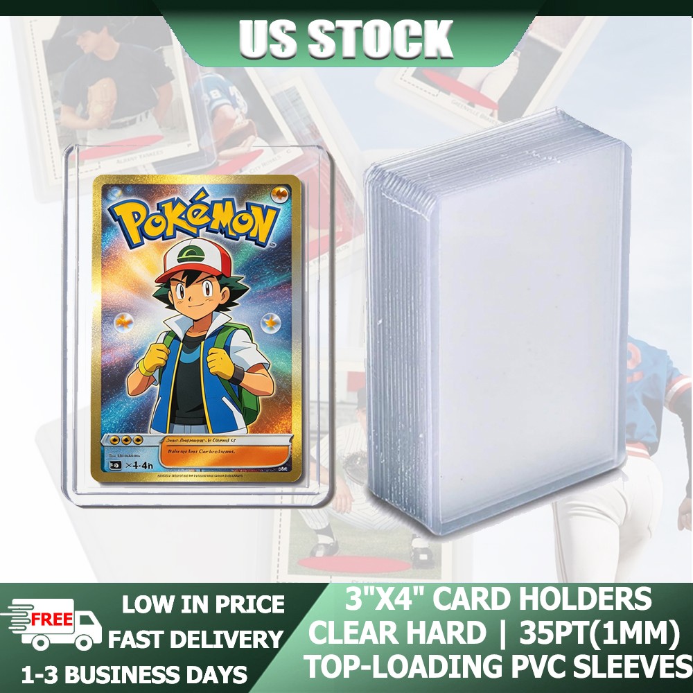 3″x4″ TopLoad Card Sleeves 35PT 25-200PCS Clear PVC For Pokemon Baseball Cards