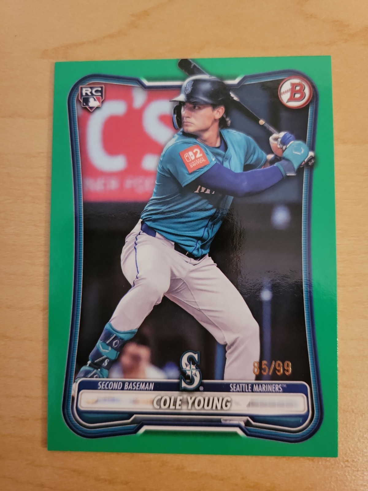 2026 Bowman Green Border – Cole Young #78 (RC) 85/99 Mariners