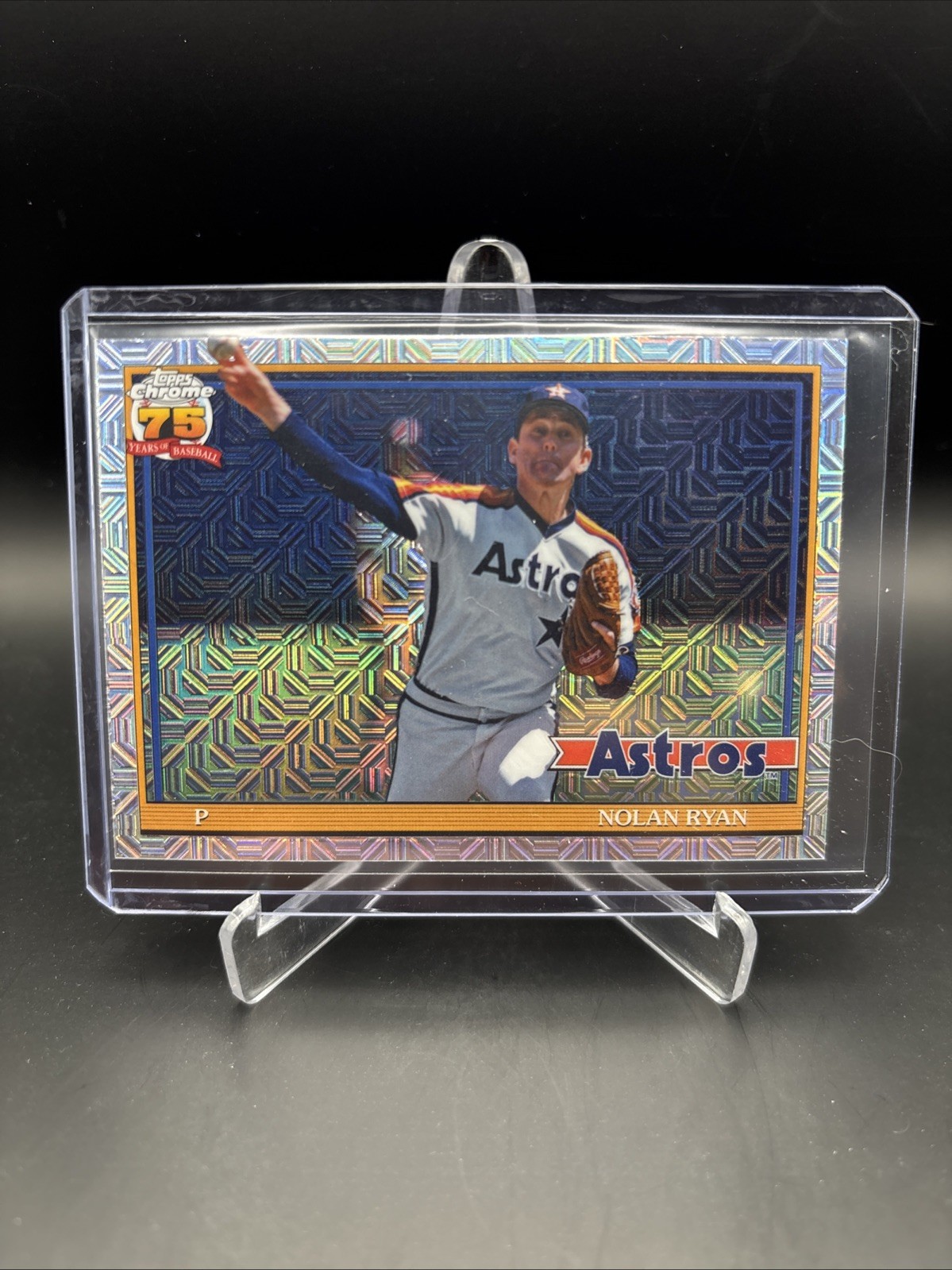 NOLAN RYAN TOPPS CHROME 75 YEARS MOJO REFRACTOR SILVER PACK #91C2-49 Q6230