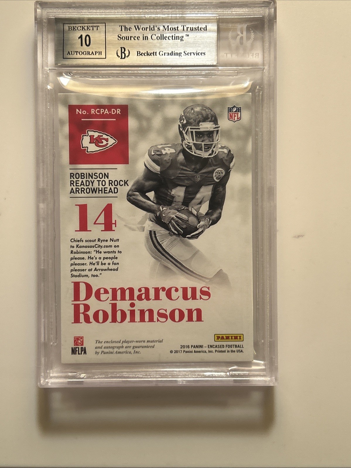 2016 Panini Encased Rookie Cap Patch Auto NFL Shield 1/1 Demarcus Robinson