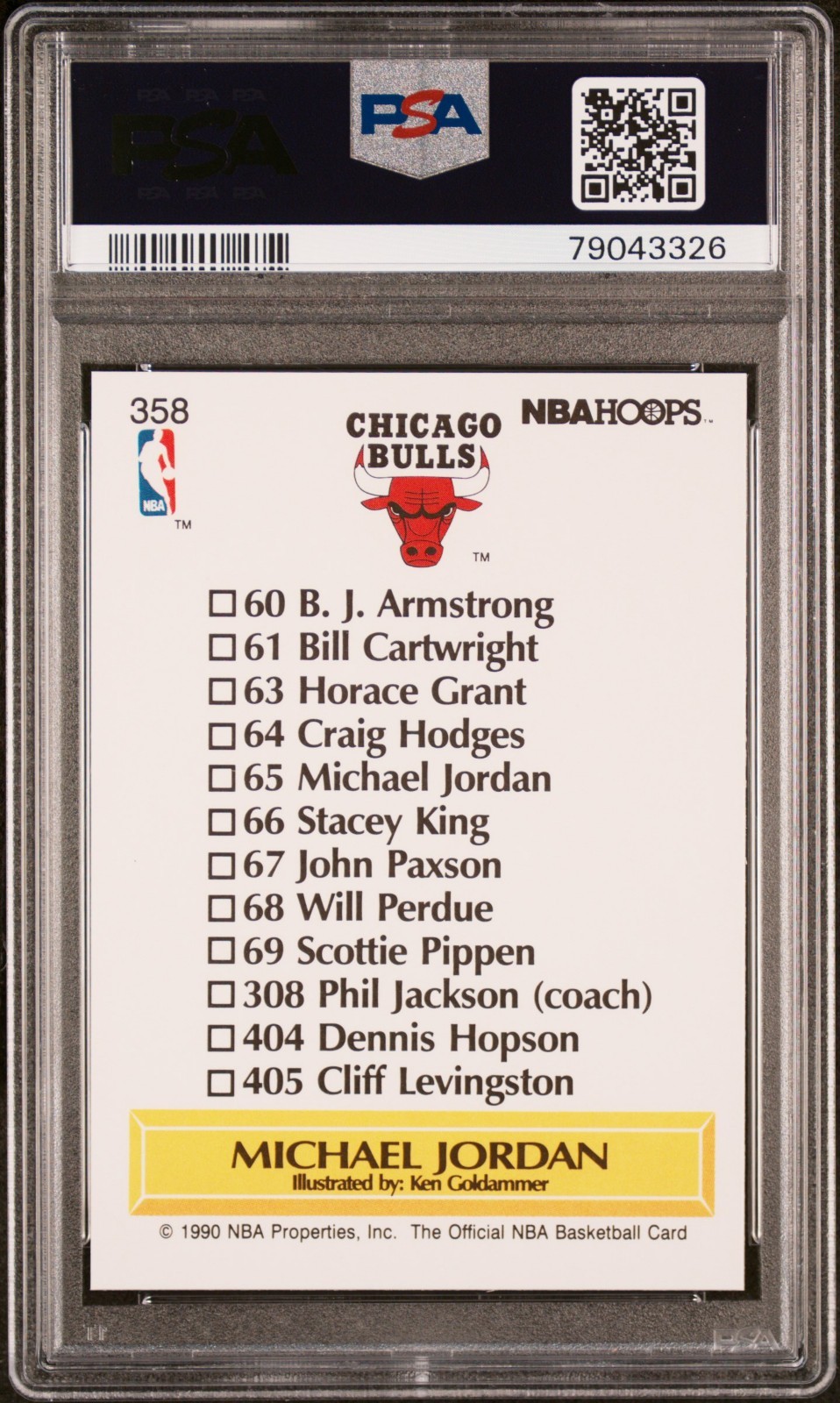 MICHAEL JORDAN 1990 Hoops Team Checklist #358 PSA 9 + COUPONS + FREE SHIPPING!