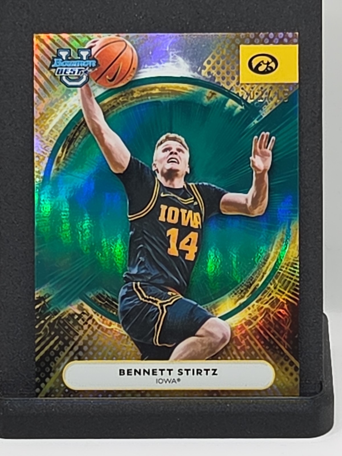 2025-26 Bowman Best U Bennett Stirtz Teal Refractor /15 Iowa OKC Thunder