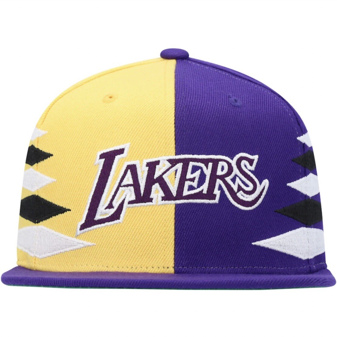 Mitchell & Ness Los Angeles LA Lakers Diamond Cut Purple Yellow Snapback Hat Cap