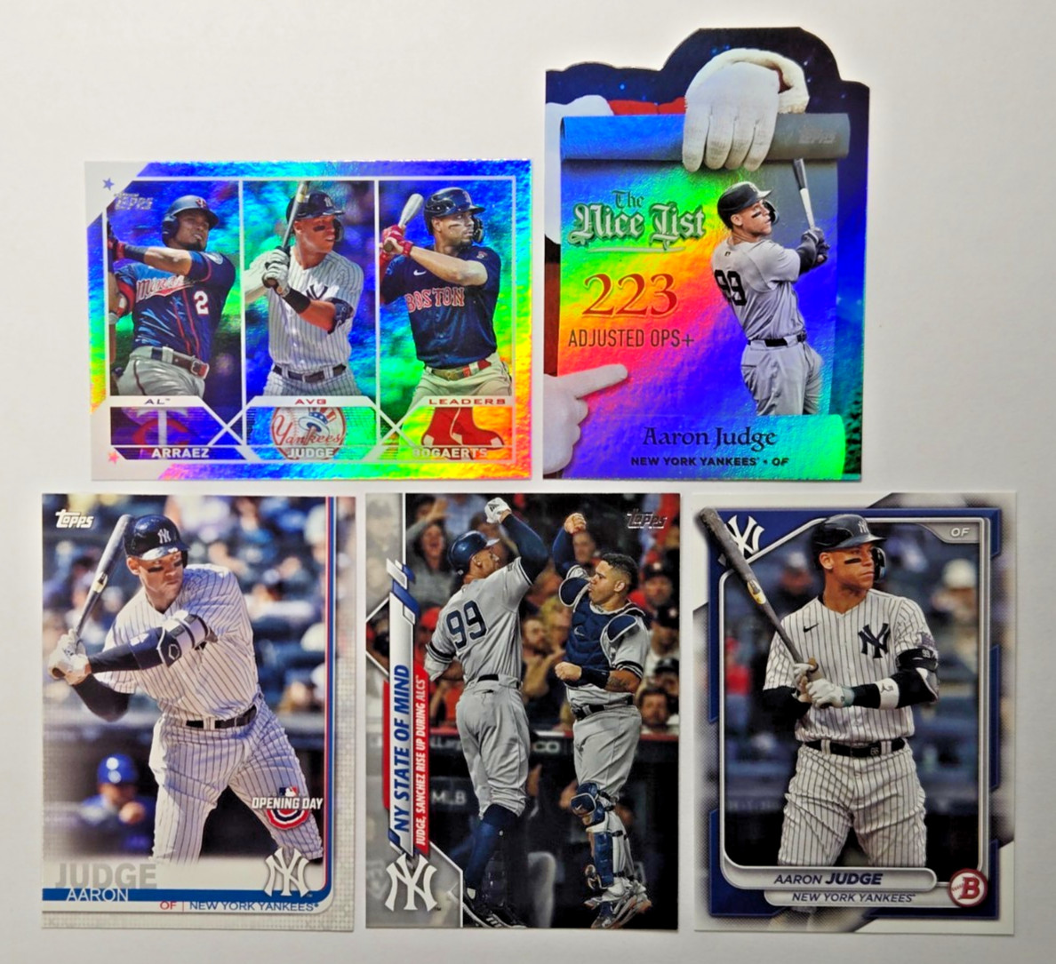 AARON JUDGE TOPPS HOLIDAY RAINBOW HOLO FOIL🌈 DIE CUT INSERT YANKEES LOT (5)