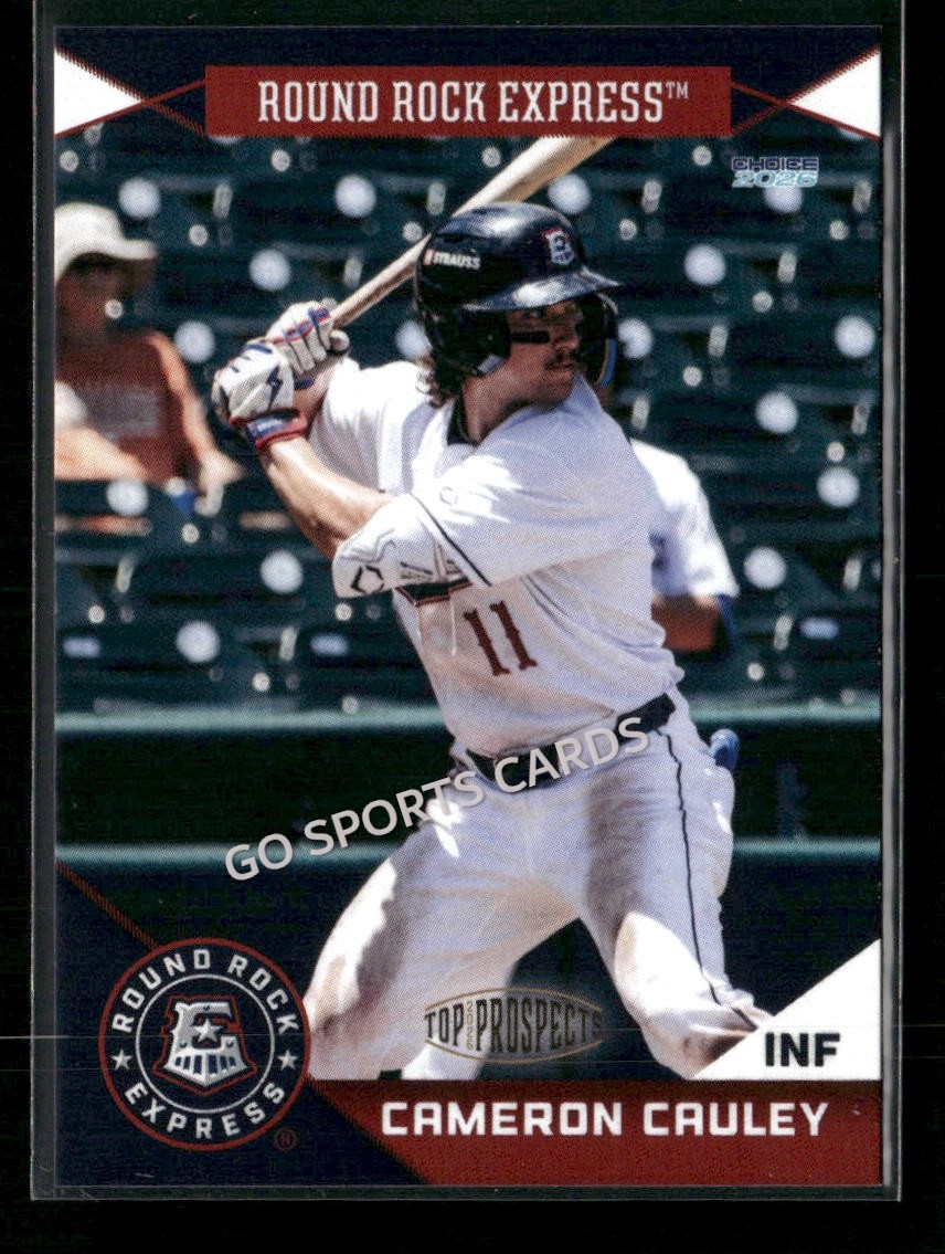 2026 AAA Top Prospects Round Rock Express Cameron Cauley RC Rookie Rangers