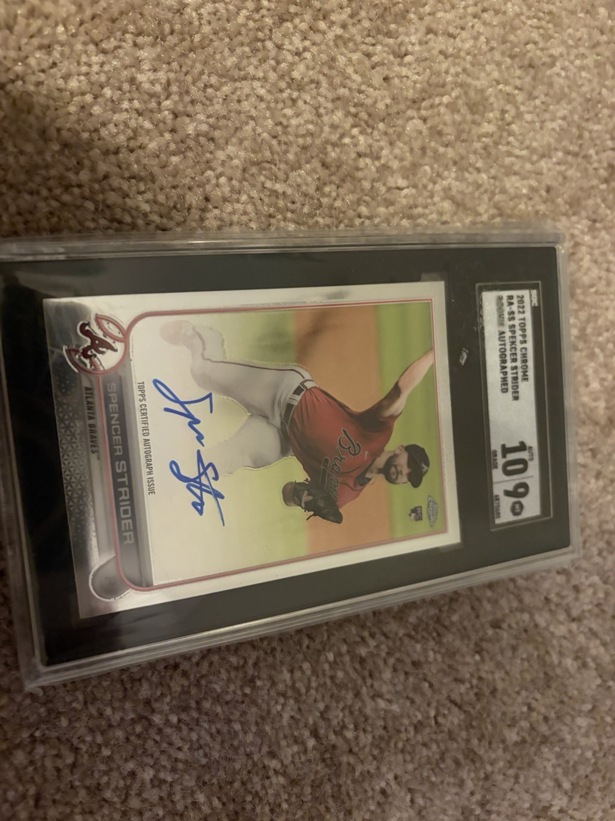 2022 Topps Chrome Spencer Strider Rookie Auto SGC Mint 9 Auto 10 #RA-SS Braves
