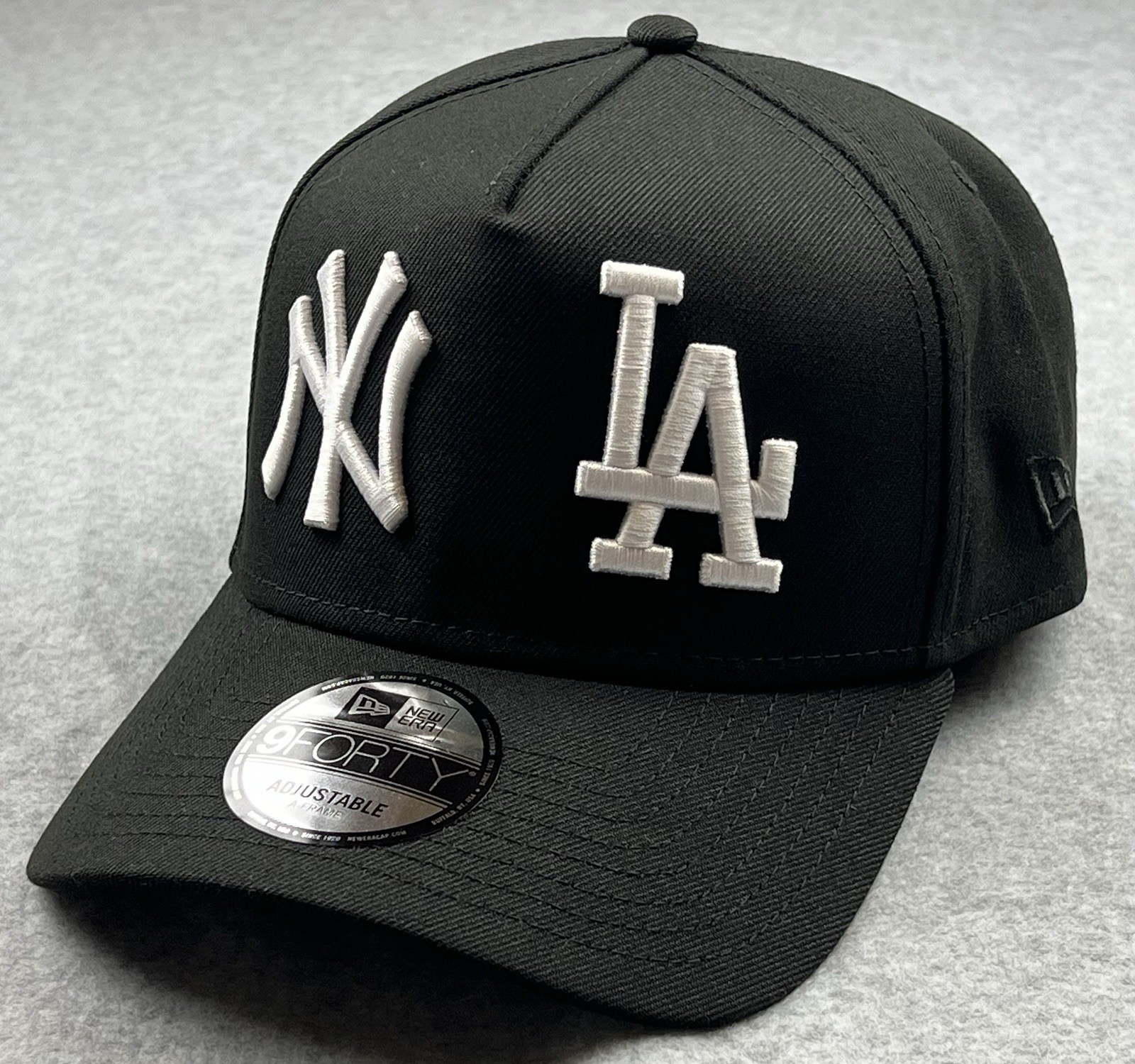 New Era New York Yankees Los Angeles Dodgers Dual Logo Hat A-FRAME Black Cap New