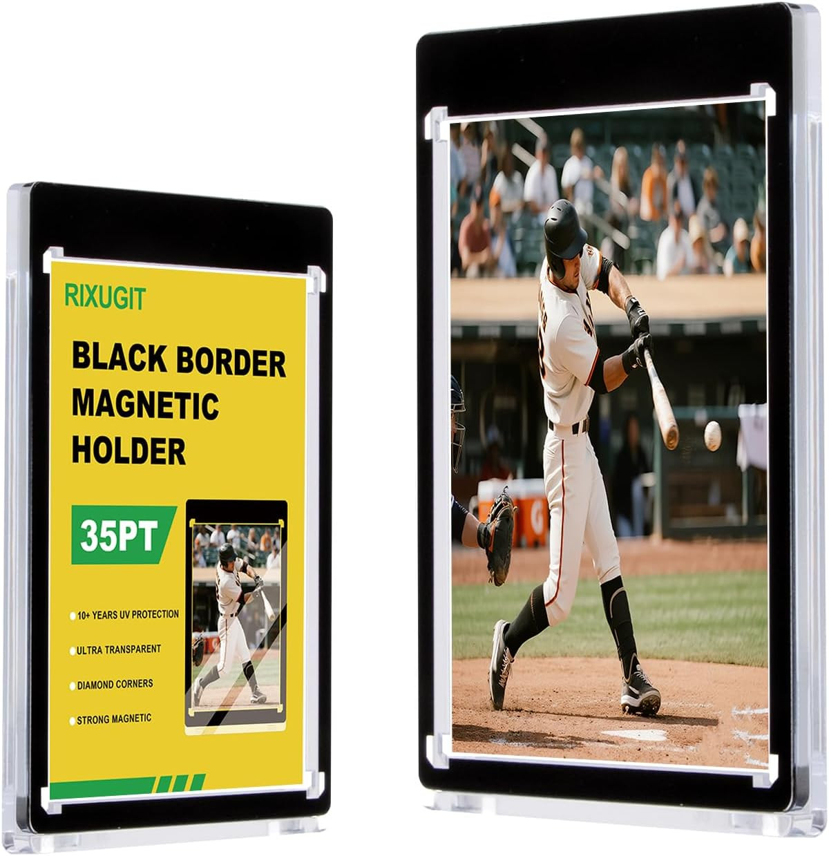 10-Pack Black Border Magnetic Card-Holder – 35Pt One Touch Card Holder, Magnetic