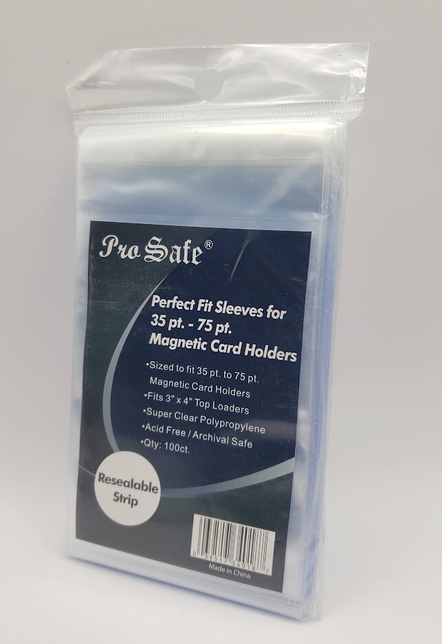 (300-Count) Pro Safe Resealable Perfect Fit Sleeves – Magnetic Card Holder Size