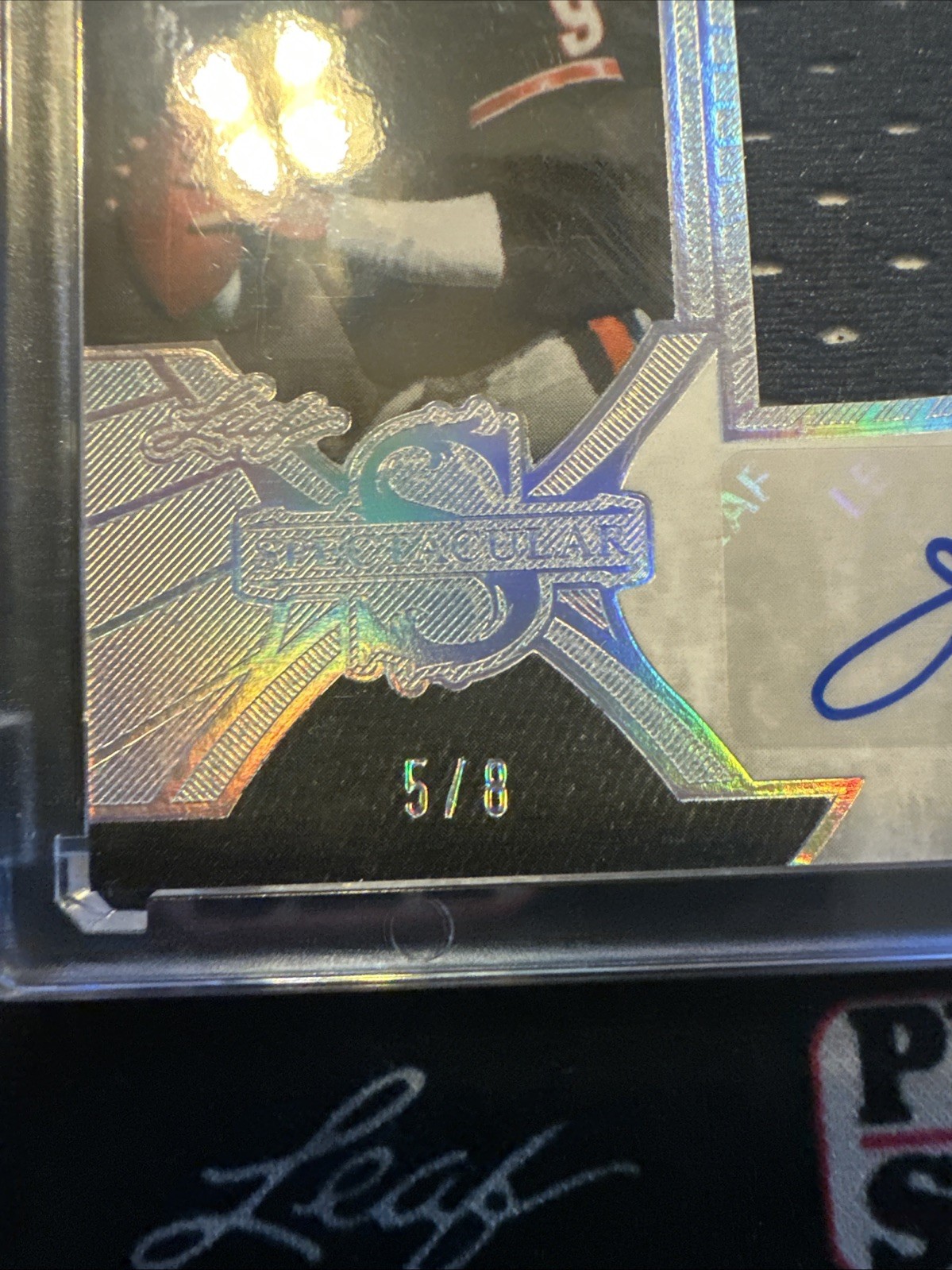 Jim McMahon 2026 Leaf Spectacular Patch Auto SP-JM1 Silver Holo 5/8 Bears