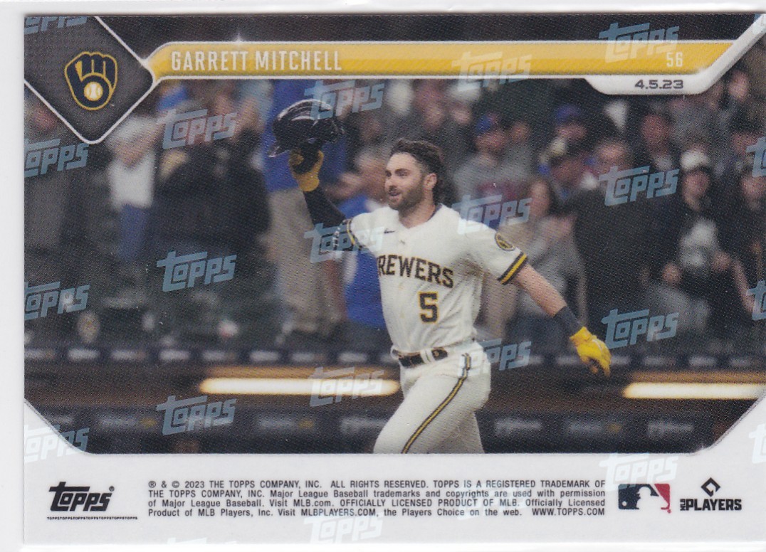 2023 TOPPS NOW #56 GARRETT MITCHELL- MILWAUKEE BREWERS